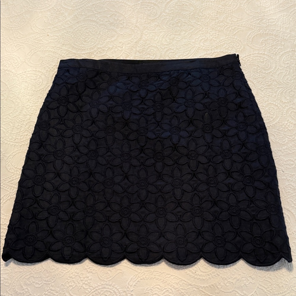 NWT Talbots Navy Floral Scalloped Mini Skirt